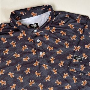 Waggle Tiger Goat Performance Polo Golf Shirt Camo Gray Stretch Mens 2XL XXL